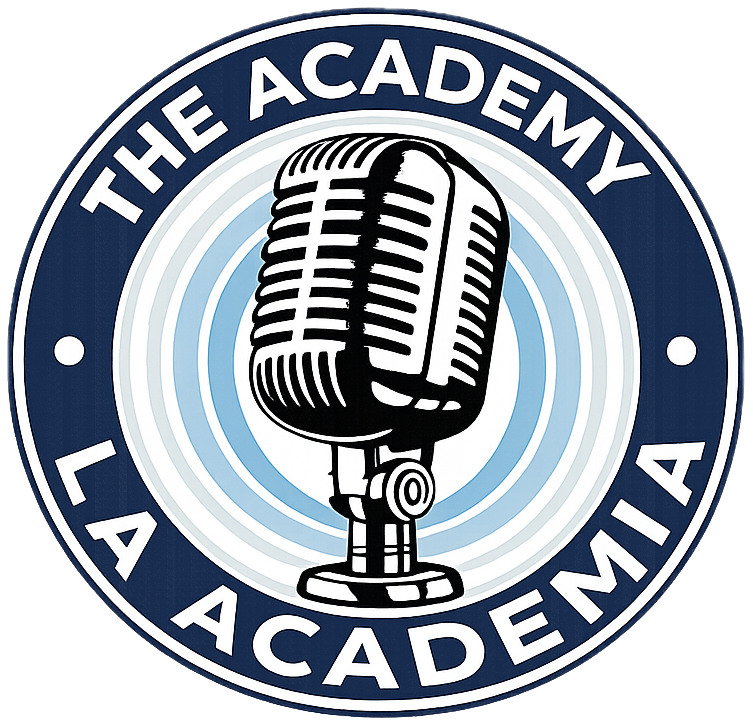 The Academy La Academia logo microphone emblem